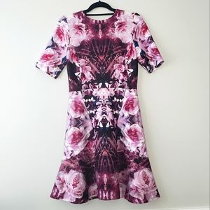 Gabby Skye Floral Scuba Dress Fit & Flare A-Line Geometric Size 6